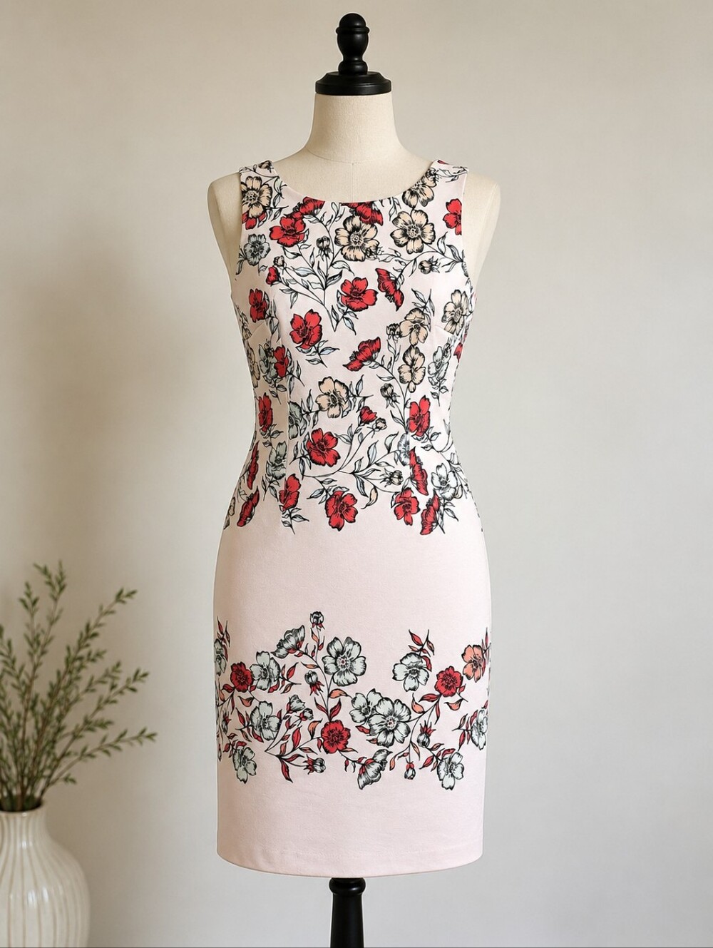 Ivanka Trump Floral Pink Sheath Dress Wedding Formal Party Career, 8